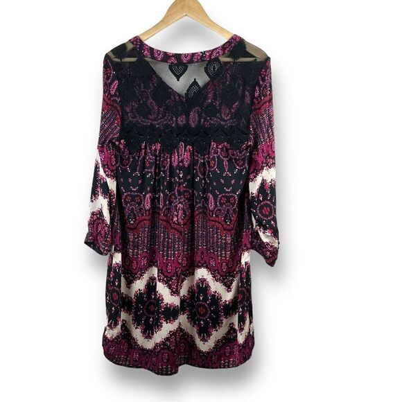 Revolve Gypsy 05 Womens Size M Long Sleeve Boho Dress Pink Red Paisley Silk - Picture 2 of 11